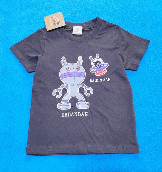 100cm 新品 アンパンマン だだんだん柄半袖Tシャツ チャコールグレー Tシャツ 半袖Tシャツ