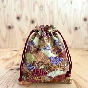 和柄巾着袋 着物 青海波