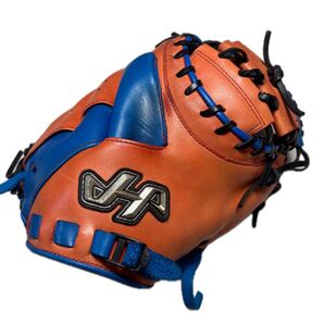 ハタケヤマ 野球 軟式グラブ キャッチャーミット 限定モデル E Vオレンジブルー 軟式捕手用 2019PRO-288 中古美品