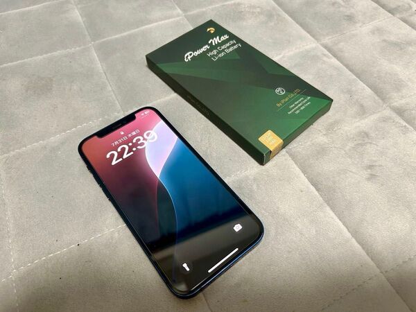 iPhone12 ブルー 64GB SIMフリー 新品大容量3300mAhバッテリー交換済み 100% 新品ガラスフィルム