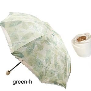 折りたたみ傘 花刺繍 梅雨対策 晴雨兼用 8本骨 収納ポーチ付き台風対応g-h