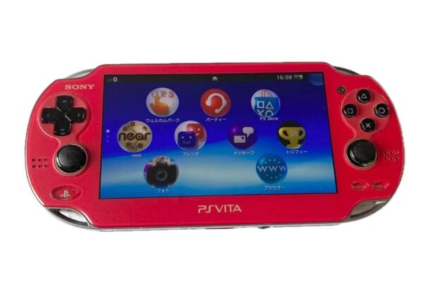 PSVITA PlayStation Vita PCH-1100 本体 コズミック・レッド 中古 充電ケーブル付属(非正規品)