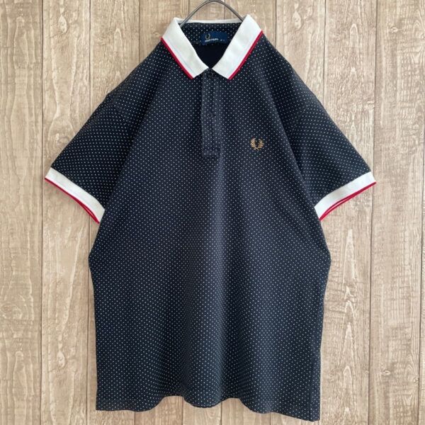 FRED PERRY フレッドペリー ドット 半袖ポロシャツ ポロシャツ トップス S ブラック 半袖