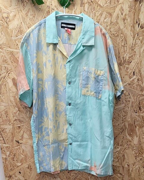 激安古着 DOUBLE RAINBOUU ダブルレインボー 半袖シャツ アロハ M メンズアロハシャツ オープンカラーシャツ