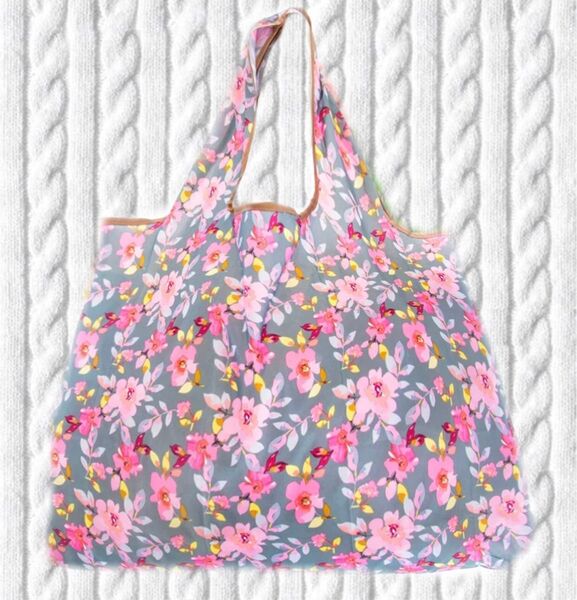 大きめのエコバッグ 折りたたみ 買い物袋 エコバック 花柄1個 プレゼント 大容量 軽量 手提げ袋 おしゃれ