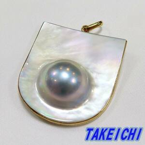 K18YG* pendant top mabe pearl [ used ]/10020236