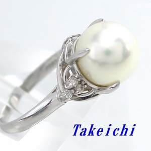 Pt900 ★リング パール9.00ミリ ◇ダイヤモンド0.06ct ●9号 【中古】/10021147