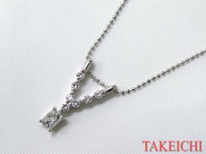 Pt850/Pt900★ネックレス◇ダイヤモンド0.27ct/0.16ct Y字 新品仕上げ済み/30346