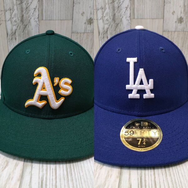 【2点おまとめ】NEW ERA ドジャースアスレチックス LP59FIFTY 7 3/8 キャップ ニューエラ