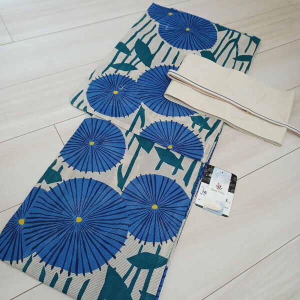 新品☆呉服屋♪高級綿絽!レトロモダン 大人上品な夏着物 浴衣3点セット