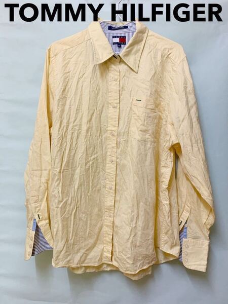 トミーヒルフィガー TOMMY HILFIGER メンズ 長袖シャツ シャツ 黄 L XL