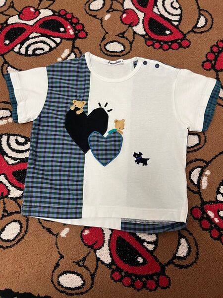 ファミリア ハート×チェック Tシャツ 90