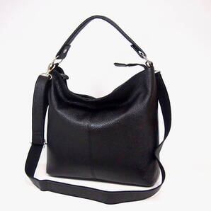 ★新品★ハンドメイド★日本製▲ソフト牛革★2WAYショルダーバッグ★クロ色★ハンドル取り外し可★超軽量★