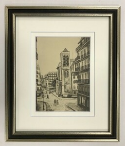 【特価】　≪　　モーリス・ユトリロ　　≫　　コロタイプ版画　　SAINT-NICOLAS　DU　CHARDONNET　A　PARIS　　1929年　　MAURICE UTRILLO