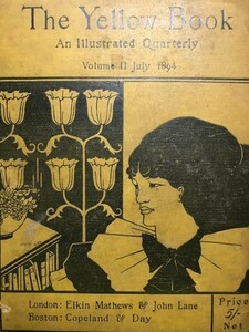 【特価】　≪　　オーブリー・ビアズリー　　≫　　オリジナルラインブロック　額装２点　+　THE　YELLOW　BOOK１冊　セット　　1894年