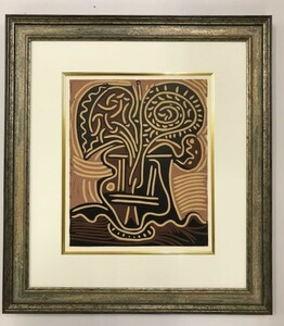 【特価】　≪　　パブロ・ピカソ　　≫　　LINOLEUM-CUTS【リノカット版画】　　FLOWER-VASE　 1962年　　PABLO　PICASSO