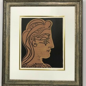 【特価】　≪　　パブロ・ピカソ　　≫　　LINOLEUM-CUTS【リノカット版画】　　FEMALE-HEAD IN PROFILE　 1962年　　PABLO　PICASSO