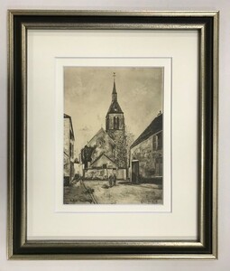 【特価】　≪　　モーリス・ユトリロ　　≫　　コロタイプ版画　　EGLISE　ET　CHATEAU　DE　FLORAC　　1929年　　MAURICE UTRILLO