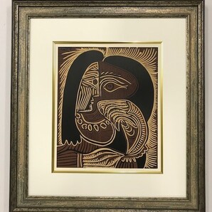 【特価】 ≪ パブロ・ピカソ ≫ LINOLEUM-CUTS【リノカット版画】 FEMALE-HEAD WITH NECKLACE 1962年 PABLO PICASSO