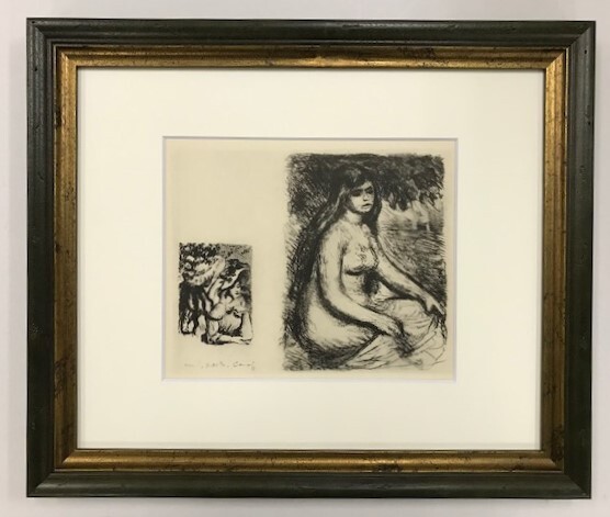 【特価】 ≪ ピエール=オーギュスト・ルノワール ≫ リトグラフ【石版画】 LE CHAPEAU EPINGLE ET LA BAIGNEUSE ASSISE 1951年 RENOIR