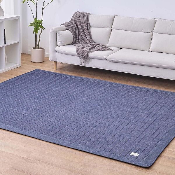 ラグ 洗える 綿100% デニムカーペット キルティングラグ Sサイズ 130×185cm 約1.4畳 厚手 ネイビー リビング