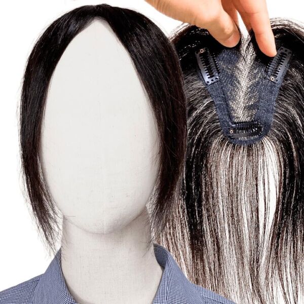Luce brillare 部分ウィッグ ヘアピース ポイントウィッグ 人毛100% 医療用 前髪未カット ナチュラルブラック