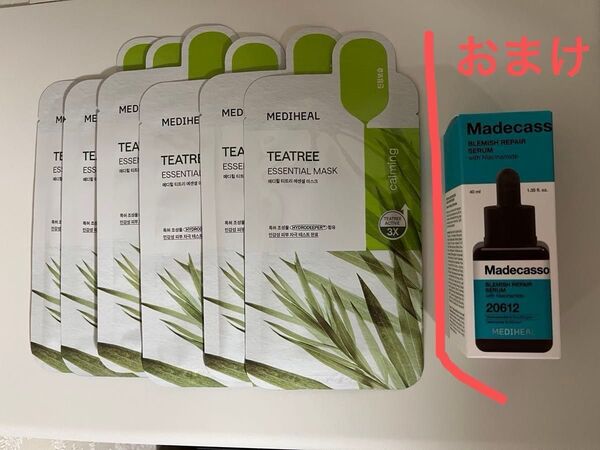 メディヒール (ティーツリー)シートマスク 6枚 ※【使用品】マデカソサイド ブレミッシュ リペア セラム 40ml はおまけ