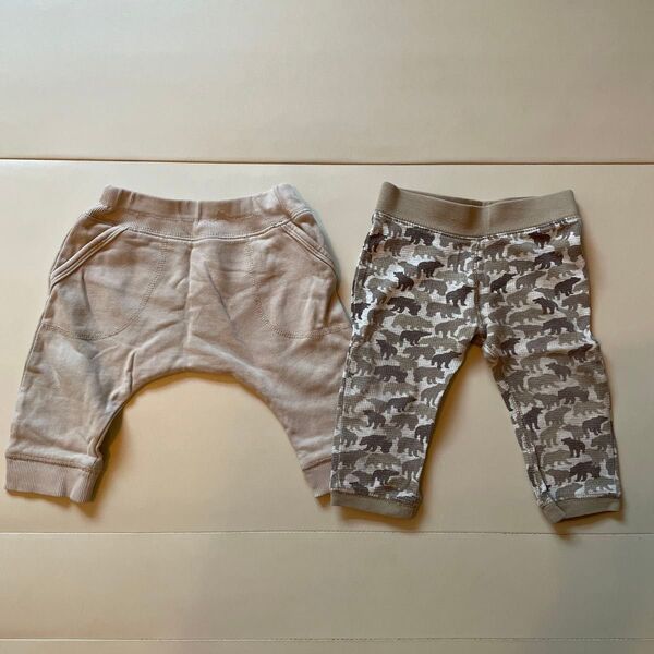 baby Gap 西松屋 60 70 6〜12m パンツ ズボン ボトム クマ アニマル ベージュ スウェット ワッフル 無地 茶
