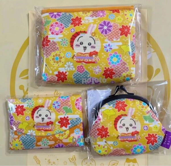 京都限定 ちいかわ 舞妓はん うさぎポーチがま口ティッシュケース合計 3点セット
