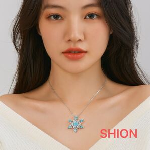 スノーフレークネックレス 雪の結晶 ブルーストーン 青ジルコン風 氷結モチーフ 韓国ファッション レディース アクセサリー