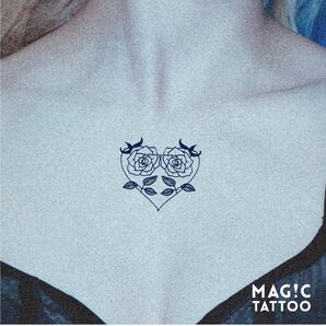 タトゥーシール ジャグアタトゥー タトゥー ボディシール 1枚 薔薇 花 ハート シール ファッション オシャレ お洒落 おしゃれ