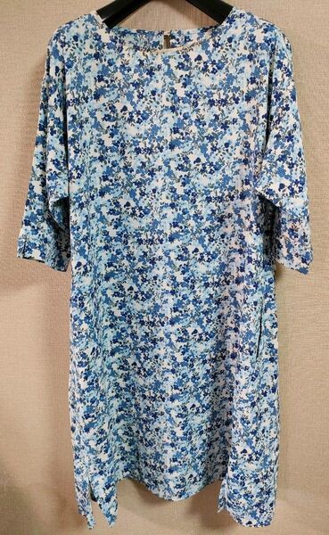 小花柄ワンピース 七分袖 チュニック フリーサイズ