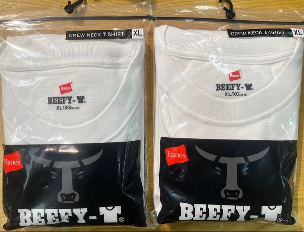 【新品未開封】Hanes ヘインズ BEEFY XLサイズ 白 ホワイト 半袖Tシャツ BEEFY-T ビーフィー 2点セット