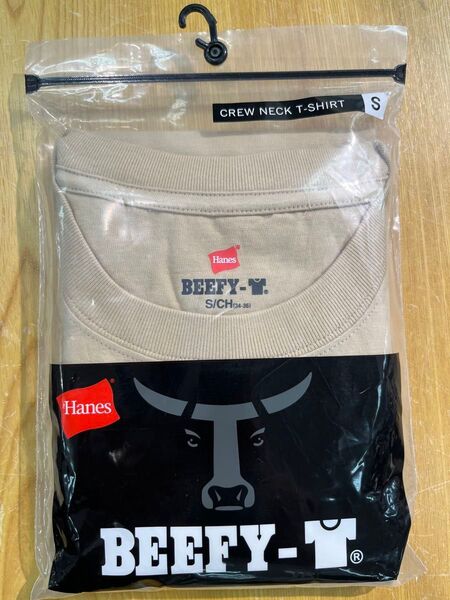 【新品未開封】Hanes ヘインズ BEEFY Sサイズ ベージュ 半袖Tシャツ ビーフィー クルーネック