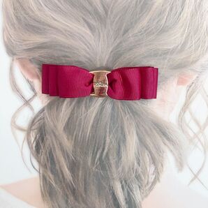 ポニーフックリボン ハンドメイド 推しカラー ボルドー