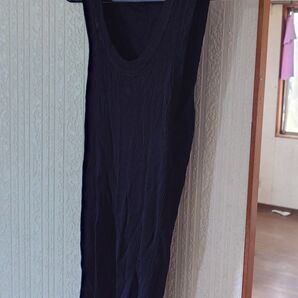 ZARA BASIC ザラベーシック リブニットワンピース Uネック ブラック