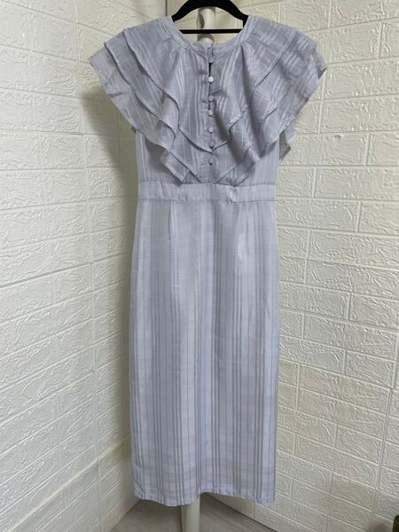 ロングワンピース シフォンワンピース ノースリーブワンピース 春夏ロングワンピース プリーツワンピース シースルーワンピース 美品