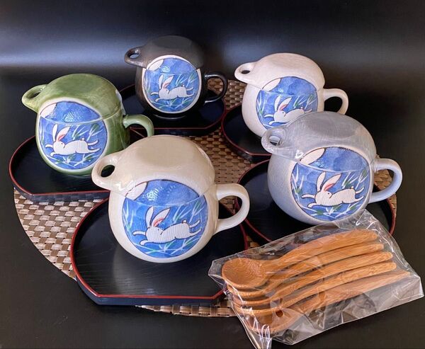 バラエティカップ 茶碗蒸し容器 コーヒーカップ マグカップ スープカップ 月うさぎ 未使用品