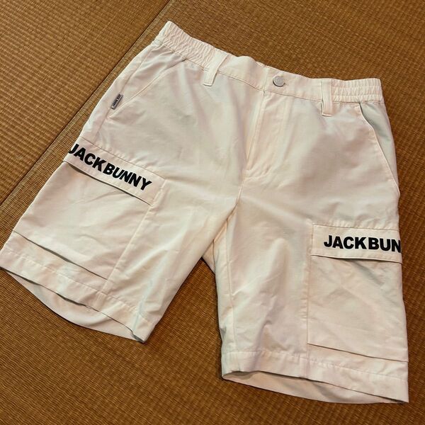 ジャックバニー メンズゴルフハーフパンツ サイズ3 S ホワイト 春夏 ストレッチ