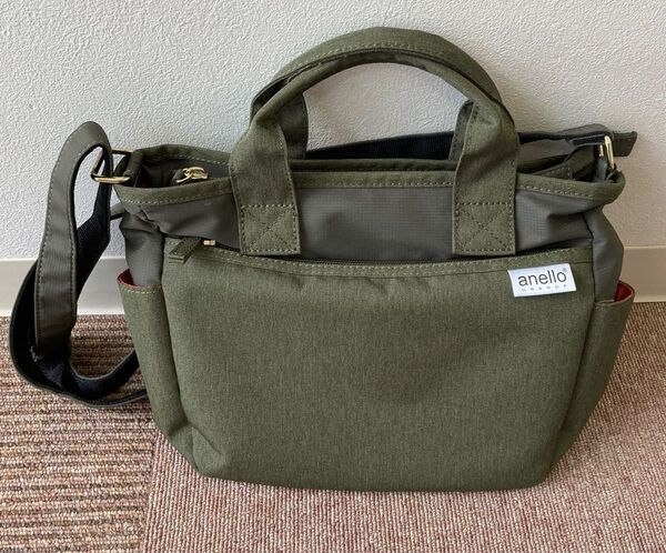 【美品】 アネロ ミニショルダー肩掛けバッグ カーキ