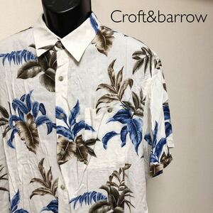 【Croft&Barrow】メンズ XL / 半袖 アロハシャツ ハワイアン ボタニカル 柄シャツ トップス レーヨン100% 涼感 胸ポケ アメカジ USA古着