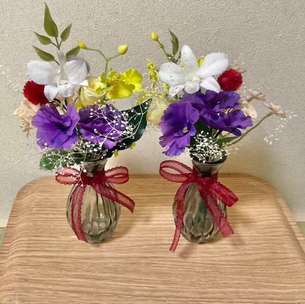 プリザーブドフラワー 一対セット 花瓶なし お供え お盆 花器 仏花 花束