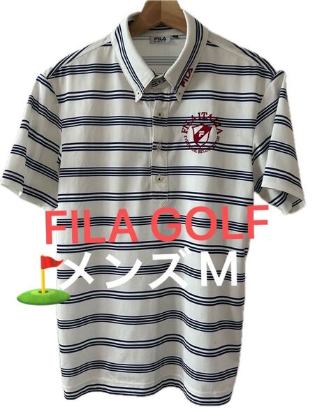 FILA GOLF ゴルフ ポロシャツ 半袖 刺繍ロゴ メンズM ゴルフウェア