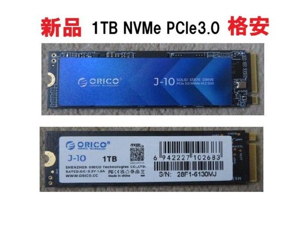 新品1TB ORICO製 J-10 NVMe PCle3.0 SSD