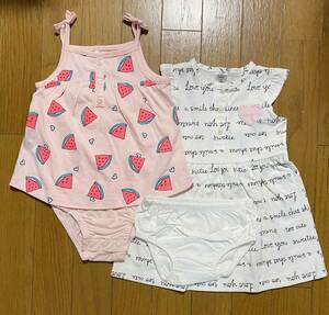  new goods 2 pieces set 80 * Carter*s Carter's girls short sleeves One-piece camisole rompers 18M pink Heart setup top and bottom 
