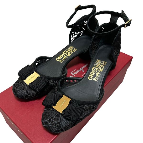 salvatore ferragamo サルヴァトーレフェラガモ ストラップパンプス ヴァラリボン 23.5cm