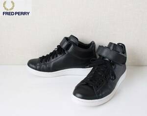 [ FRED PERRY Fred Perry ] middle cut leather sneakers 23.5~24cm F-19739 regular price \19,800( tax included ) leather shoes velcro EUR38 UK5 black 