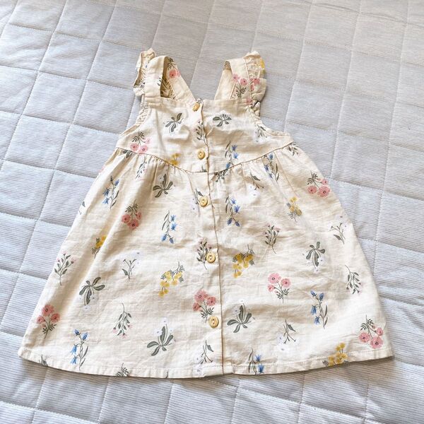 ワンピース 花柄 ベージュ H&M エイチアンドエム ベビー 女の子 80cm