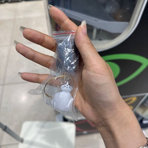 うちの子のけだまだま風 ハチワレ 海外製 類似品 キーホルダー キーリング