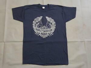  dead stock 70'S Vintage T-shirt XL navy blue color 50/50 tag poly- cotton original Wing Harley Davidson LAP RAP TEE HARLEY DAVIDSON